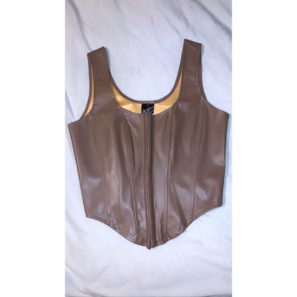 NWOT Brown faux leather Corset - Picture 1 of 4
